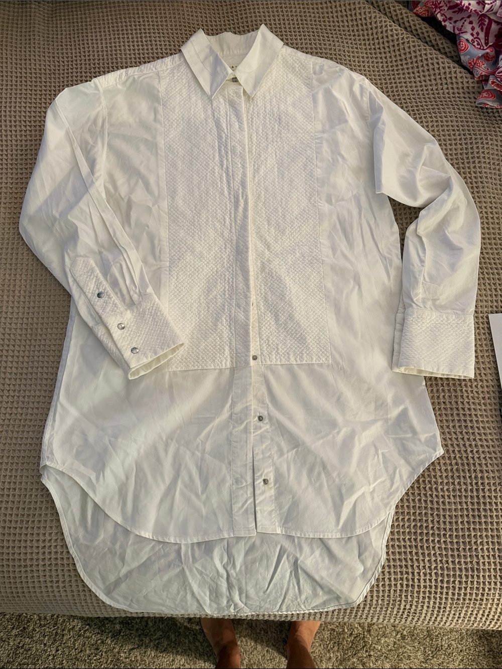 rag & bone White Textured Front Cotton Blouse